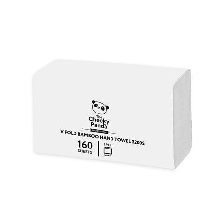 Papierové utierky, bambusové, V ohyb, 2-vrstvové, 160 listov, 21,5x22,5 cm, CHEEKY PANDA,