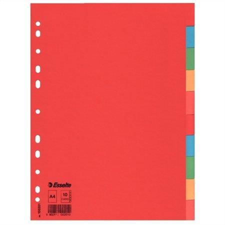 Register, kartónovýá, A4, 10 dielny, ESSELTE "Economy", farebný