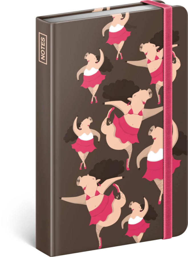 NOTIQUE Notes Piggie, linajkovaný, 11 x 16 cm