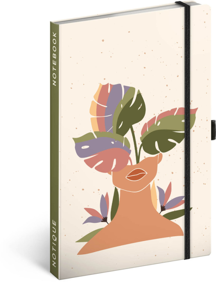 NOTIQUE Notes Monstera, linajkovaný, 13 x 21 cm