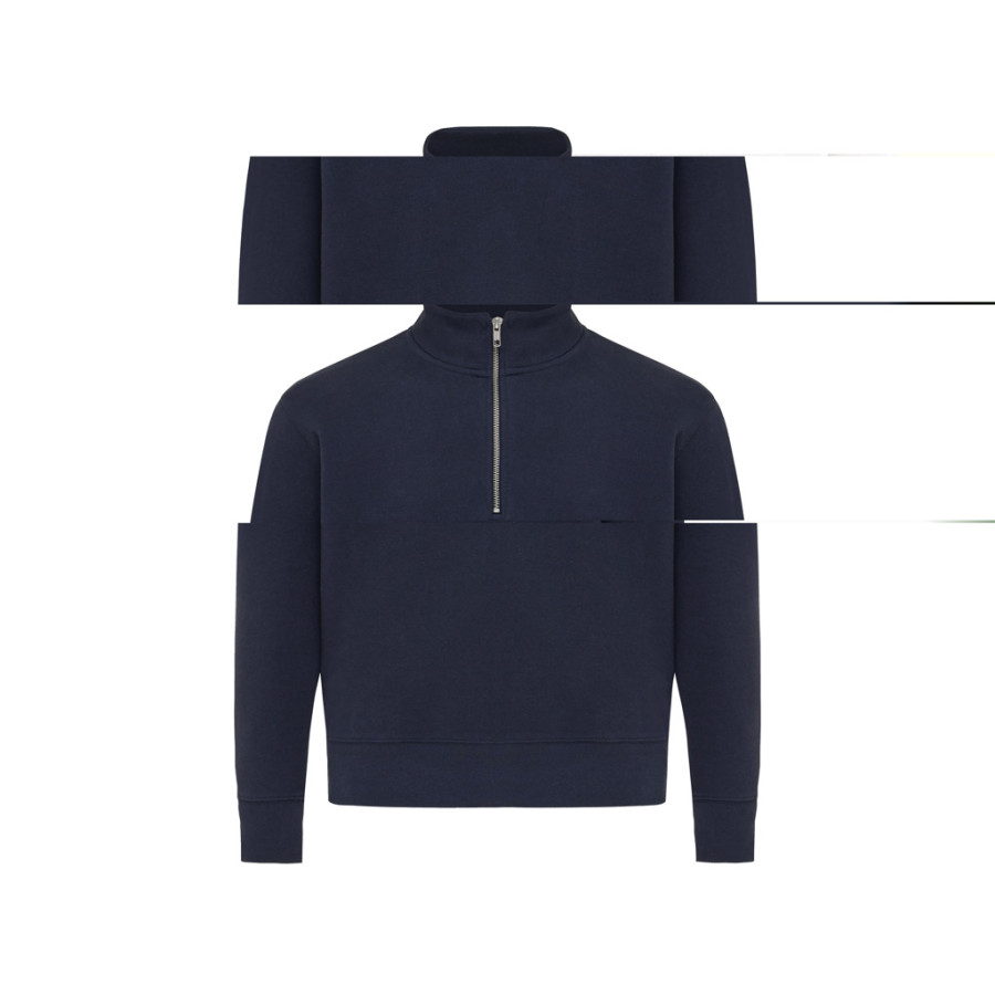 IQONIQ Elgon sveter s krátkym zipsom z recyklovanej bavlny námornícka modrá 4XL