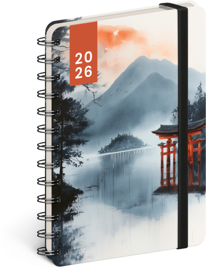 NOTIQUE Špirálový 18-mesačný diár Petito – Japonsko 2025/2026, 13 x 18 cm