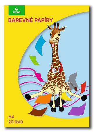 Farebný papier, A4, 80 g, 2x10 listov STEPA, mix farieb