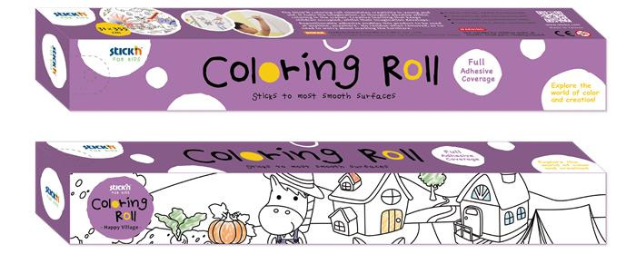 Omaľovávanka v kotúči, samolepiaca, 31x355 cm, STICK N, veselá dedina