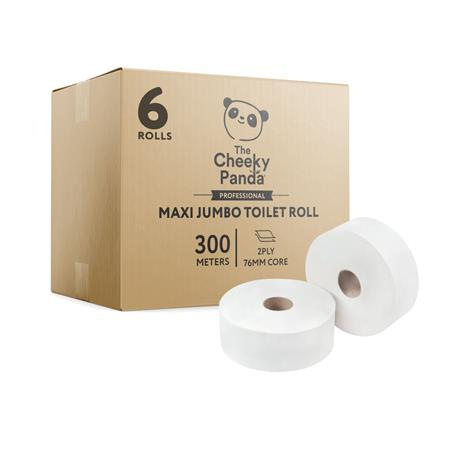 CHEEKY PANDA Toaletný papier, bambusový, 2-vrstvový, veľký kotúč, priemer: 24,2 cm, 300 m/kotúč, 6 kotú