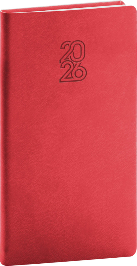 NOTIQUE Vreckový diár Aprint 2026, červený, 9 x 15,5 cm