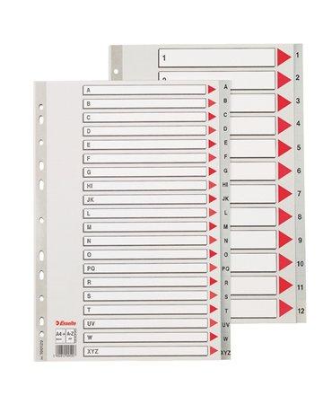 Register, plastový A4 Maxi, A-Z, ESSELTE, sivý