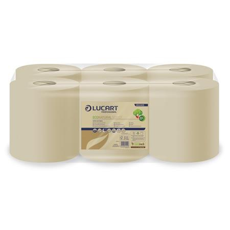 Papierové utierky, kotúčové, 2-vrstvové, LUCART "EcoNatural 500 CF", havana hnedé