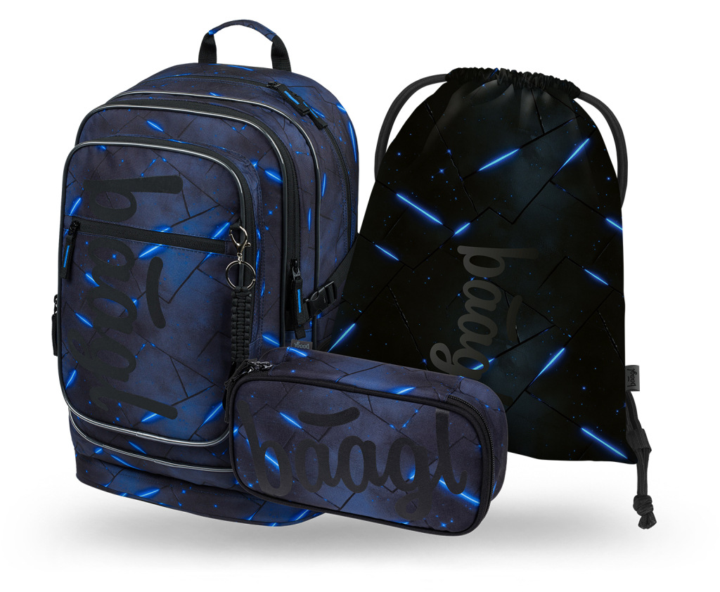 BAAGL SADA 3 Cubic Flash: batoh, peračník, vrecko GRS