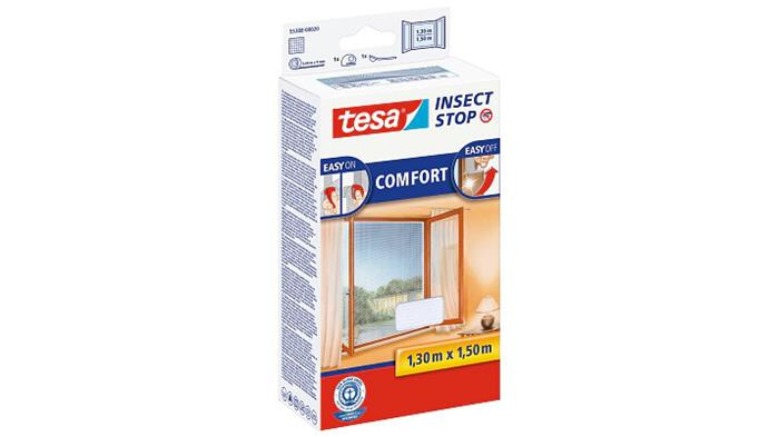 Sieťka na okno, proti hmyzu, suchý zips, 1,3 x 1,3 m, TESA® "Comfort", biela