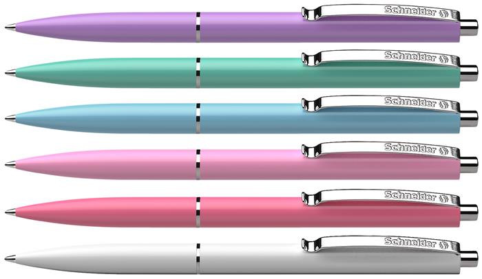 Guľôčkové pero, 0,5 mm, tlačidlové, s mixom pastelových farieb tela, SCHNEIDER "K15", modr