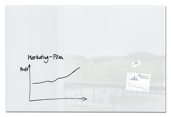 Magnetická sklenená tabuľa, 150x100 cm, SIGEL " Artverum®", biela