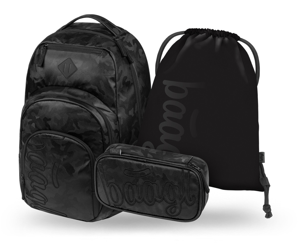 BAAGL SADA 3 Coolmate Onyx: batoh, peračník, vrecko