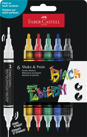 Dekoračný popisovač, sada, 1,0/3,0 mm, obojstranný, akrylový, FABER-CASTELL "Shake&Paint",