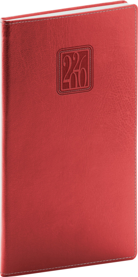 NOTIQUE Vreckový diár Panama 2026, červený, 9 x 15,5 cm