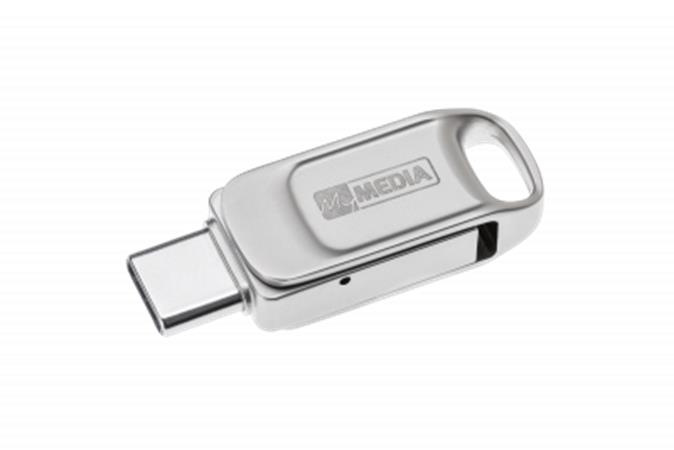 USB kľúč, 32GB, USB 2.0 + USB-C, hliníkový kryt, MYMEDIA "Dual" (by VERBATIM)