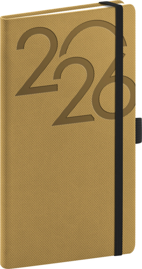 NOTIQUE Vreckový diár Ajax 2026, zlatý, 9 x 15,5 cm
