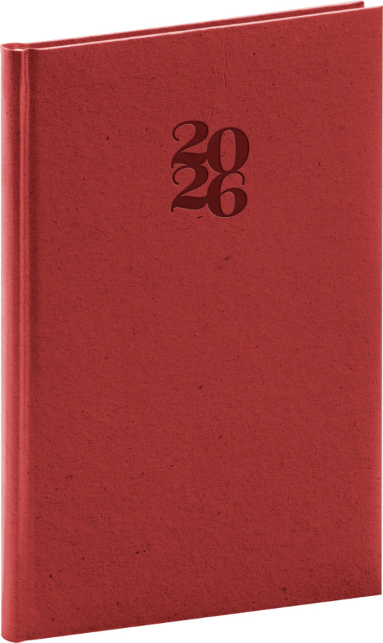 NOTIQUE Týždenný diár Essenza 2026, čerešňa, 15 x 21 cm