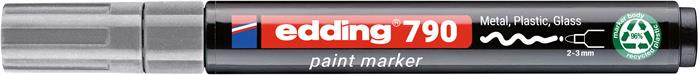 Lakový popisovač, 2–3 mm, PCR, EDDING "790", strieborný