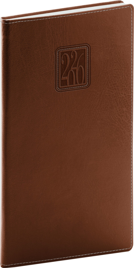 NOTIQUE Vreckový diár Panama 2026, hnedý, 9 x 15,5 cm