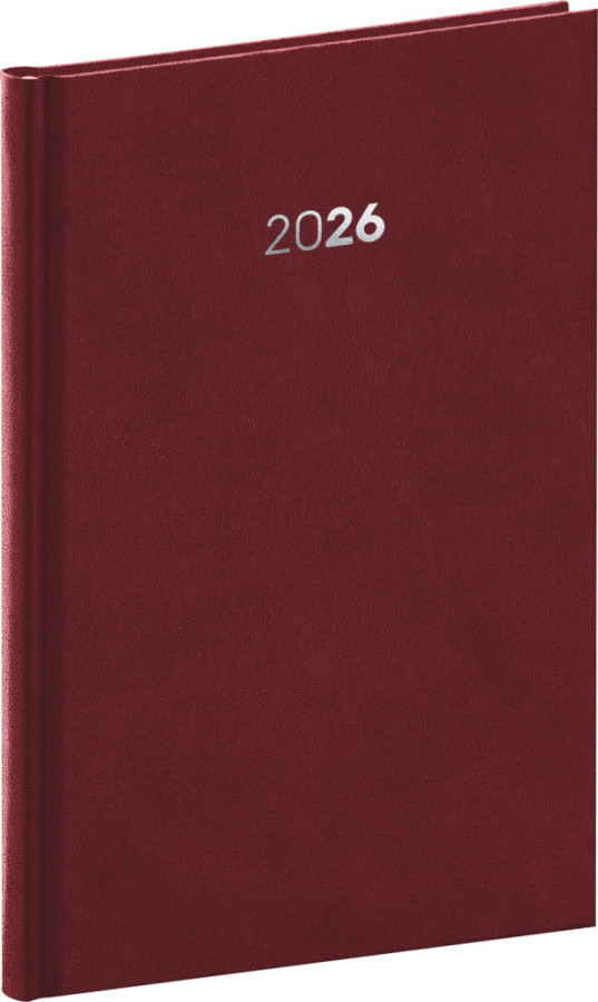 NOTIQUE Týždenný diár Balakon 2026, bordový, 15 x 21 cm