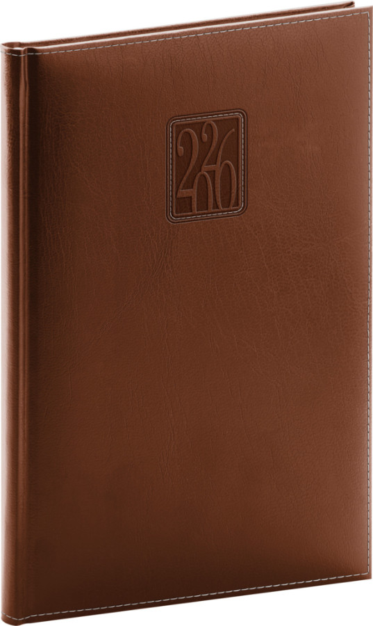 NOTIQUE Týždenný diár Panama 2026, hnedý, 15 x 21 cm