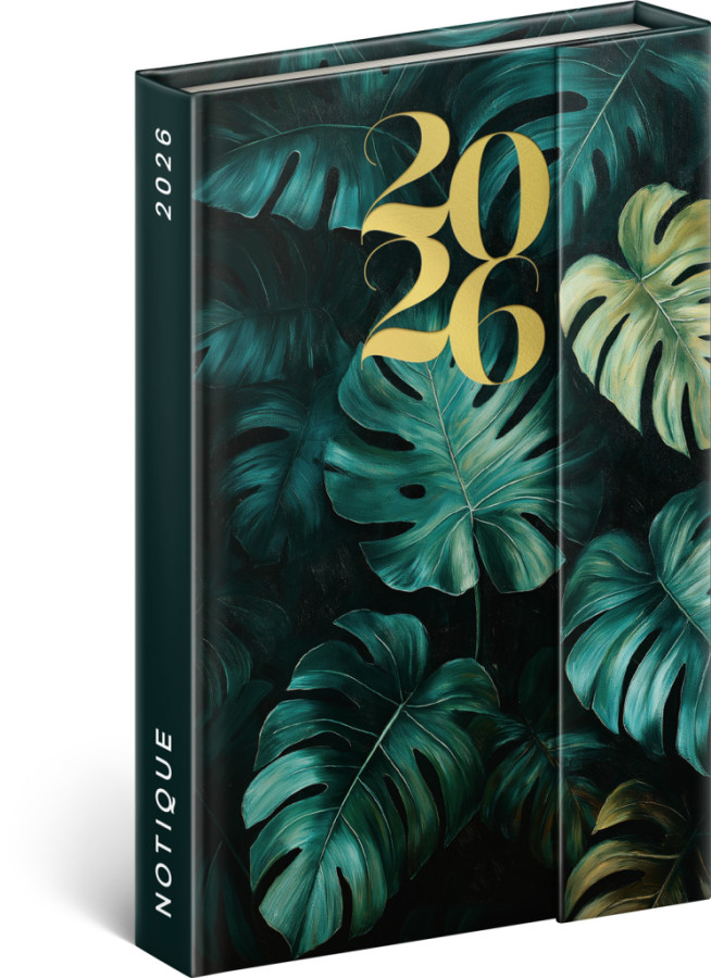 NOTIQUE Týždenný magnetický diár Monstera 2026, 11 x 16 cm