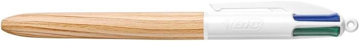 Guľôčkové pero, 0,32 mm, stláčací mechanizmus, 4 farby, BIC "4 Colours Wood Effect"