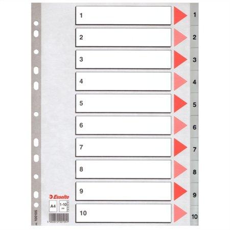 Register, plastový, A4, 1-10, ESSELTE, sivá