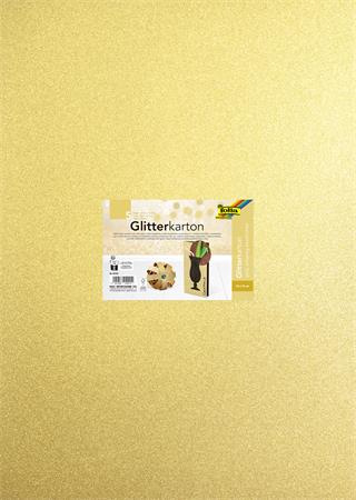 Dekoračný kartón, trblietavý, 1 stranný, 50x70 cm, 300 g, 5 listov, FOLIA, zlatý