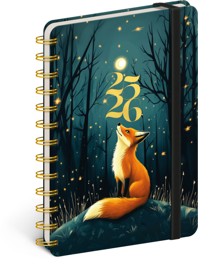 NOTIQUE Špirálový 18-mesačný diár Petito – Líška 2025/2026, 13 x 18 cm