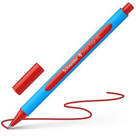 Guľôčkové pero, 0,7 mm, s vrchnákom, SCHNEIDER "Slider Edge XB", červené 3
