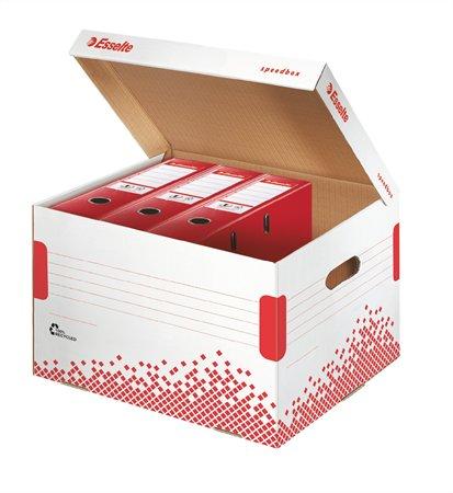 Archívny kontajner, recyklovaný kartón, otváranie smerom nahor,  ESSELTE "Speedbox", biely 2