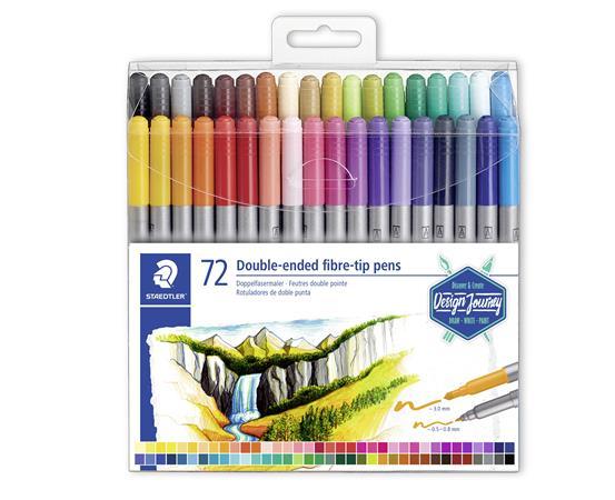 Fixky, sada, 0,8/3,0 mm, obojstranné, STAEDTLER "Design Journey", 72 rôznych farieb