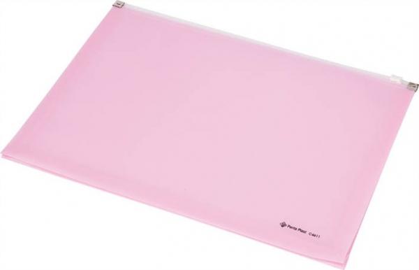 Obálka na zips, s dnom, A4, PP, PANTA PLAST, pastelovo ružová 1