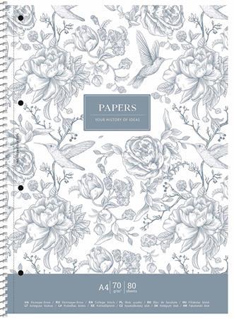 Špirálový zošit, linajkový, A4+, 80 listov, SHKOLYARYK "Vintage flowers", mix 2