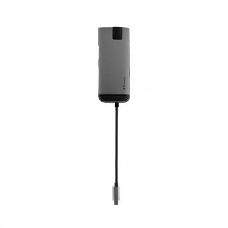 VERBATIM USB ethernetový sieťový adaptér s USB hubom, čítačka na SD karty, 4 porty, USB 3.0, USB-C, 2