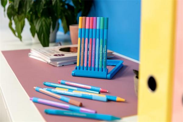 Guľôčkové pero, sada, 0,7 mm, kužeľový hrot, SCHNEIDER "Slider Edge XB Pastel", 8 rôznych 3