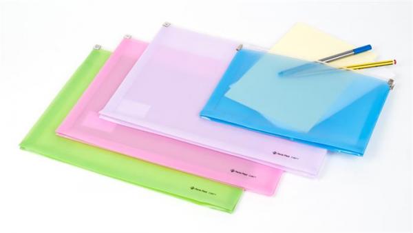 Obálka na zips, s dnom, A4, PP, PANTA PLAST, pastelovo modrá 2