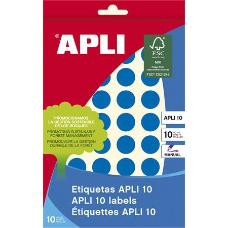 Etikety, okrúhle, priemer: 16 mm, ručne popisovateľné, farebné, APLI, modré, 432 etikiet/b 1