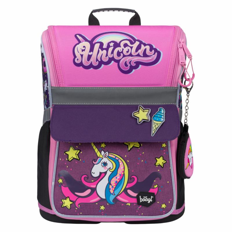 BAAGL SET 7 Zippy Unicorn: aktovka, penál, sáček, desky, box, zástěra, samolepky 1