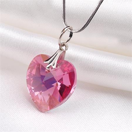 ART CRYSTELLA Retiazka, Made with SWAROVSKI® elements, prívesok v tvare srdiečka, ružový 1