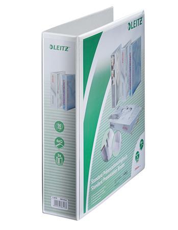 LEITZ Krúžkový šanón, panoramatický, A4 Maxi, 4 krúžky, 77 mm, biely