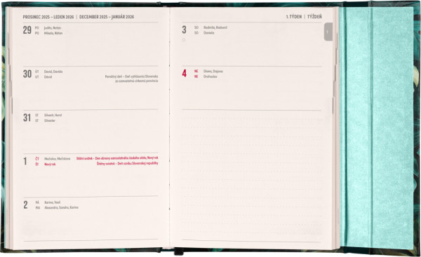 NOTIQUE Týždenný magnetický diár Monstera 2026, 11 x 16 cm 1