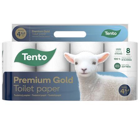 Toaletný papier, 4-vrstvový, malý kotúč, 8 kotúčov, TENTO "Premium Gold", biela 1