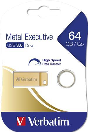 USB kľúč, 64GB, USB 3.0,  VERBATIM "Executive Metal", zlatá