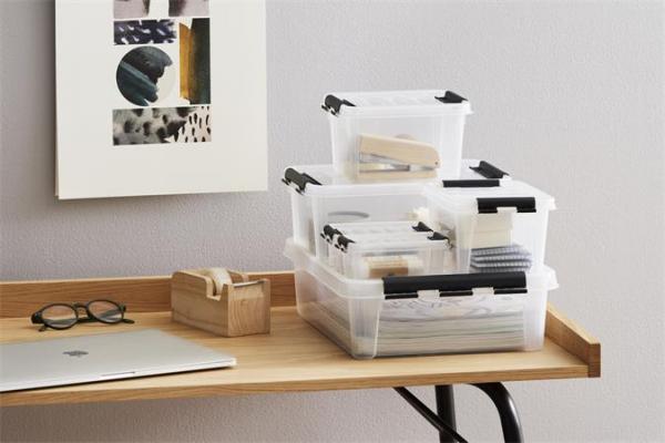 Úložný box, plastový, 8 l, čierne úchytky, SMARTSTORE "Classic 14", priehľadný 3