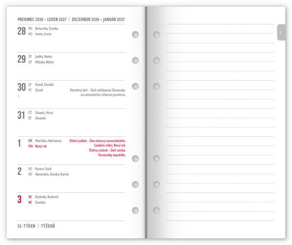 NOTIQUE Refill – Týždenný krúžkový diár s vymeniteľnými listami 2027, fuksiový, 12,5 x 19 1