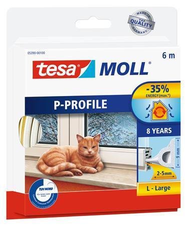 Samolepiaca tesnenie s profilom P, 9 mm x 6 m, TESA "tesamoll®, biela 1