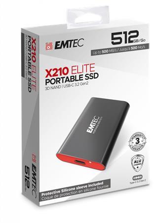 SSD (vonkajšia pamäť), 512GB, USB 3.2, 500/500 MB/s, EMTEC "X210" 1